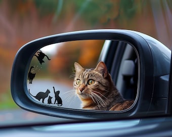 Adorable Miniature Cat Decal - Ultra Small, Hidden Easter Egg Car Sticker, Kitten Mirror Laptop Sticker, Tiny Cat Window Decal (Set of 8)