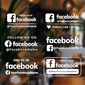 Follow us on facebook Decal - Social Media Handle Decal - Personalized facebook Window Door Car Vinyl Sticker - Custom facebook Name