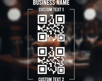 Code QR personnalisé, nom de l'entreprise et texte personnalisé, Sticker mural pour fenêtre avec deux codes QR, Sticker pour fenêtre commerciale, Créez votre propre code QR