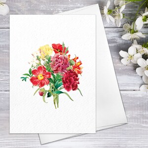 Wild Red Flower Note Cards with Envelopes Floral Blank Watercolour Card Poppy Flower Greeting Cards Anniversary Mother's day Greeting Cards
