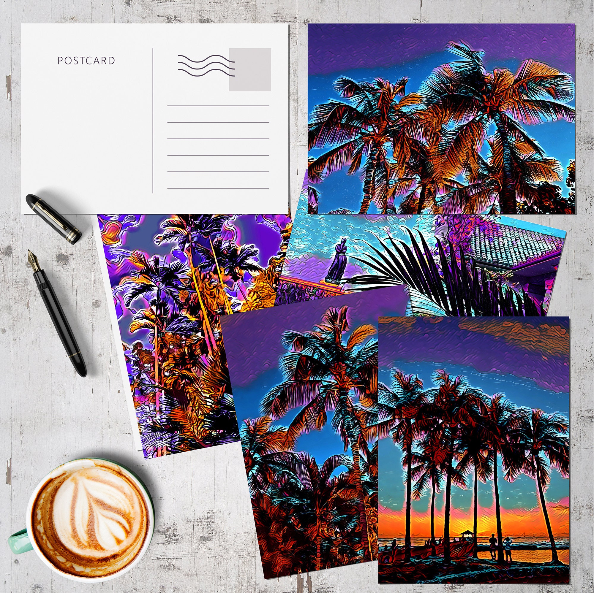 Landscapes Palm Tree Postcards Set Palm Tree Tropical Tree Etsy