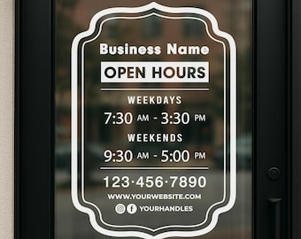 Custom Business Hours Window Decal – Salon, Spa, Boutique Vinyl Sign