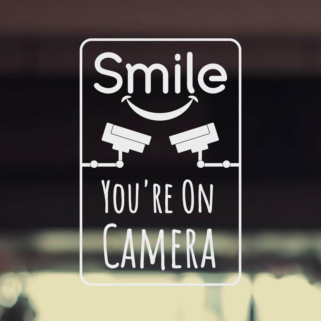 Smile You're on Camera Decal Sticker Window Wall White Decal Business ...