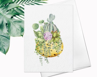 Succulent Card Note Cards Floral Blank Watercolour Card Flower Greeting Cards Mother's day Watercolor Succulents Moving Announcement Cards