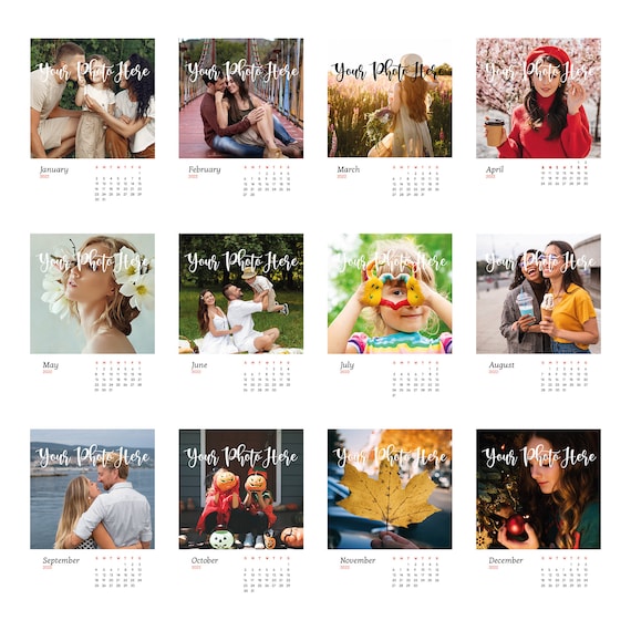 Wall Calendars 12 Month Personalized Calendars Family Photo Etsy