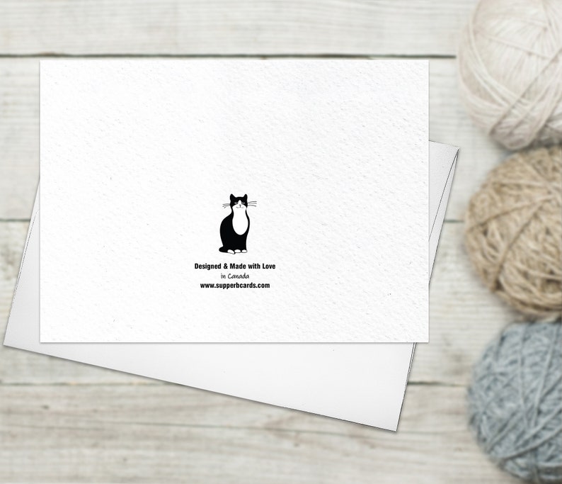 Black White Cat Funny Greeting Cards with Envelopes Blank Cat Card Cat Lover Greeting Cards Thank You Cards Cat Fine Art Birthday Card image 2