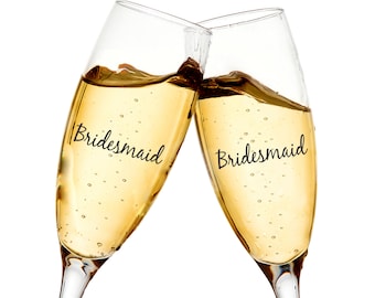 Handwritten Lettering on Wine Champagne Glass - Custom Vinyl Lettering - Name Vinyl Decals, Wedding Lettering, Glass Stickers Custom Sticker