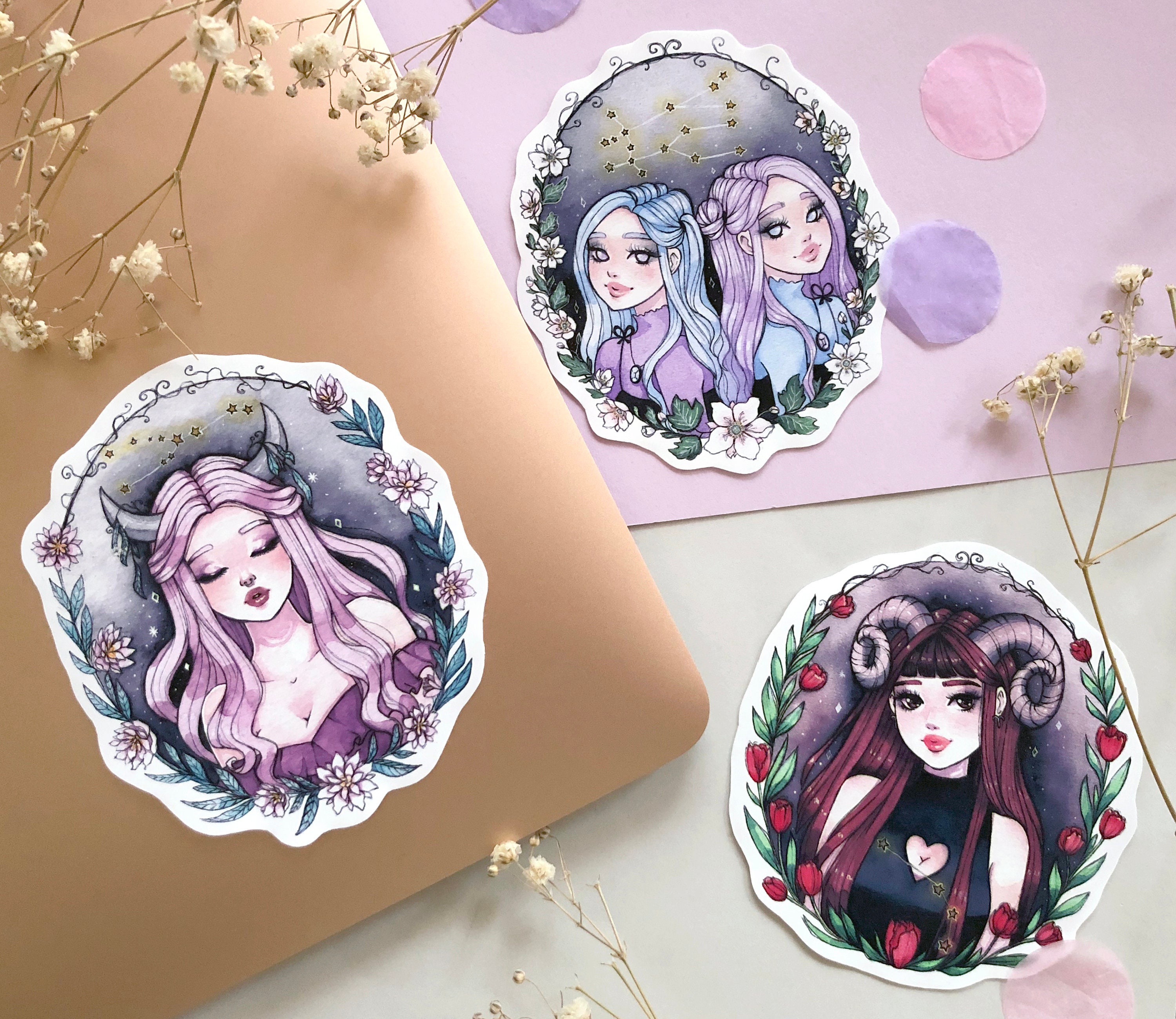 Zodiac Glossy Vinyl Stickers, Astrology Stickers, Laptop sticker, Pla…