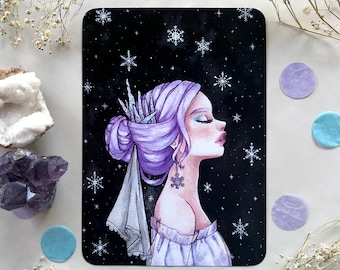 Snow Queen and Rose Princess Art prints, Watercolor Painting