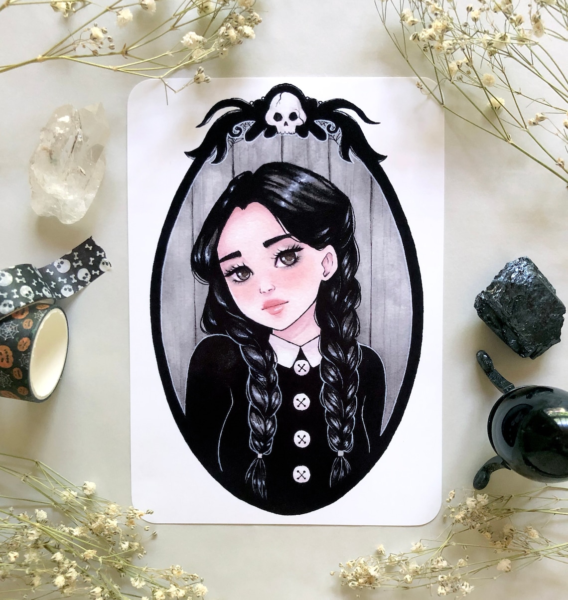 Mercredi Addams Art Print Dessin dhorreur Addams Family fan Etsy France