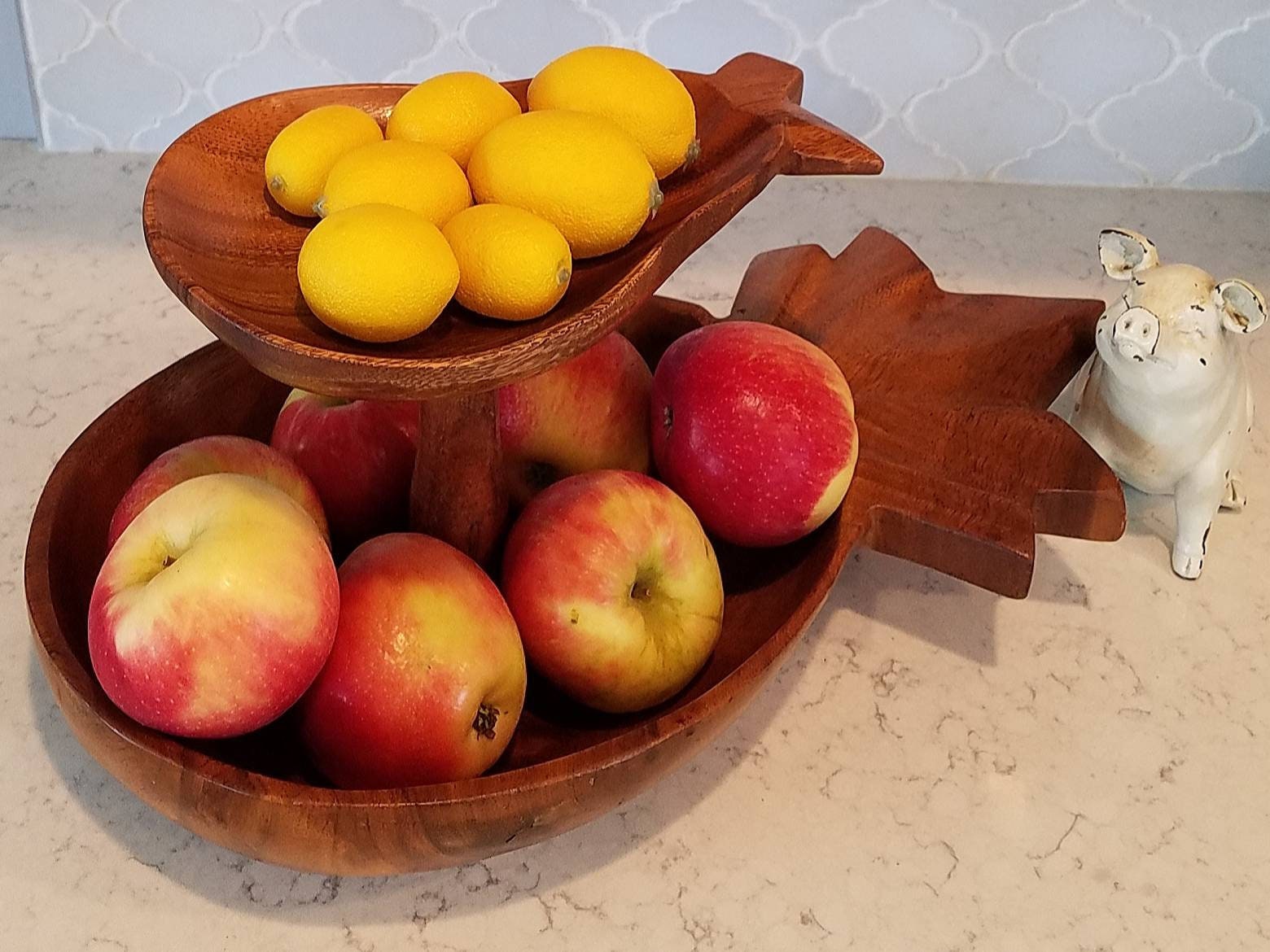 New improved 2 tiered wood fruit stand 2 tier fruit bowl Etsy
