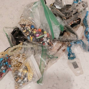 2.5 pounds, Bead craft lot, mystery jewelry jar, junk jewelry lot, salvaged jewelry, broken jewelry by the pound,  costume/crafting jewelry