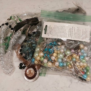 1.7 pounds, Bead craft lot, mystery jewelry jar, junk jewelry lot, salvaged jewelry, broken jewelry by the pound,  costume/crafting jewelry