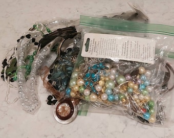 1.7 pounds, Bead craft lot, mystery jewelry jar, junk jewelry lot, salvaged jewelry, broken jewelry by the pound,  costume/crafting jewelry