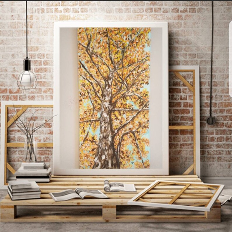 Autumn Birch Painting Fall Color Art Fall Tree Wall Art Etsy