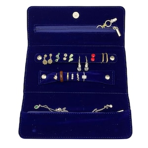 Rollo de joyería de terciopelo, envoltura de joyería, rollo de almacenamiento de joyería de viaje portátil, bolsa organizadora, estuche para collares, anillos, pulseras imagen 1