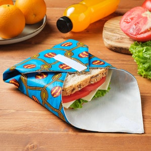 Reusable Sandwich Wrap Washable Food Grade Leakproof Fabric School Lunch Sandwich Bag image 1