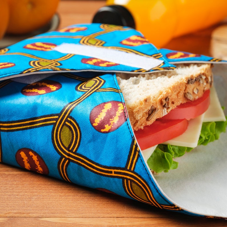 Reusable Sandwich Wrap Washable Food Grade Leakproof Fabric School Lunch Sandwich Bag image 2