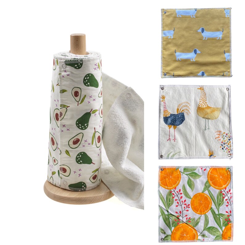 Reusable Kitchen Towel Roll With Snap Fastener Eco Friendly Etsy UK