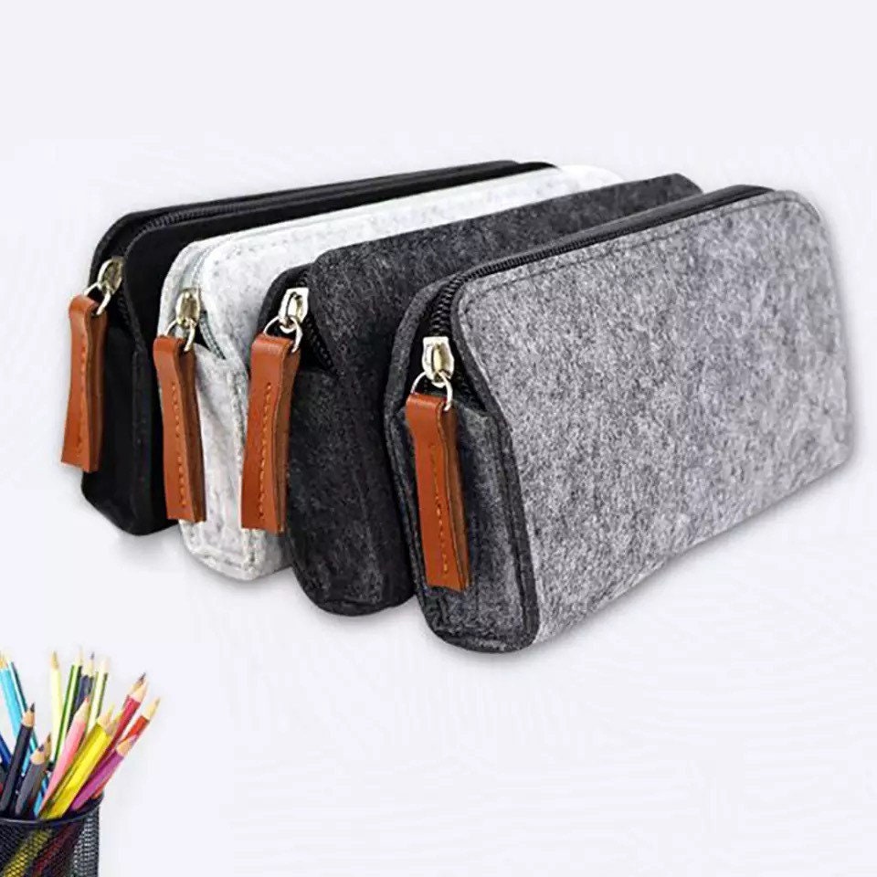 TOPTIE 4 PCS Felt Pencil Bags, Zipper Pencil Case Pencil Pouch for