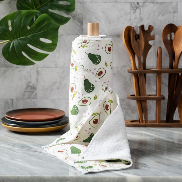 Reusable Kitchen Towel Roll with Snap Fastener Eco Friendly Cloth Napkins Zero Waste Bamboo Towel Paperless