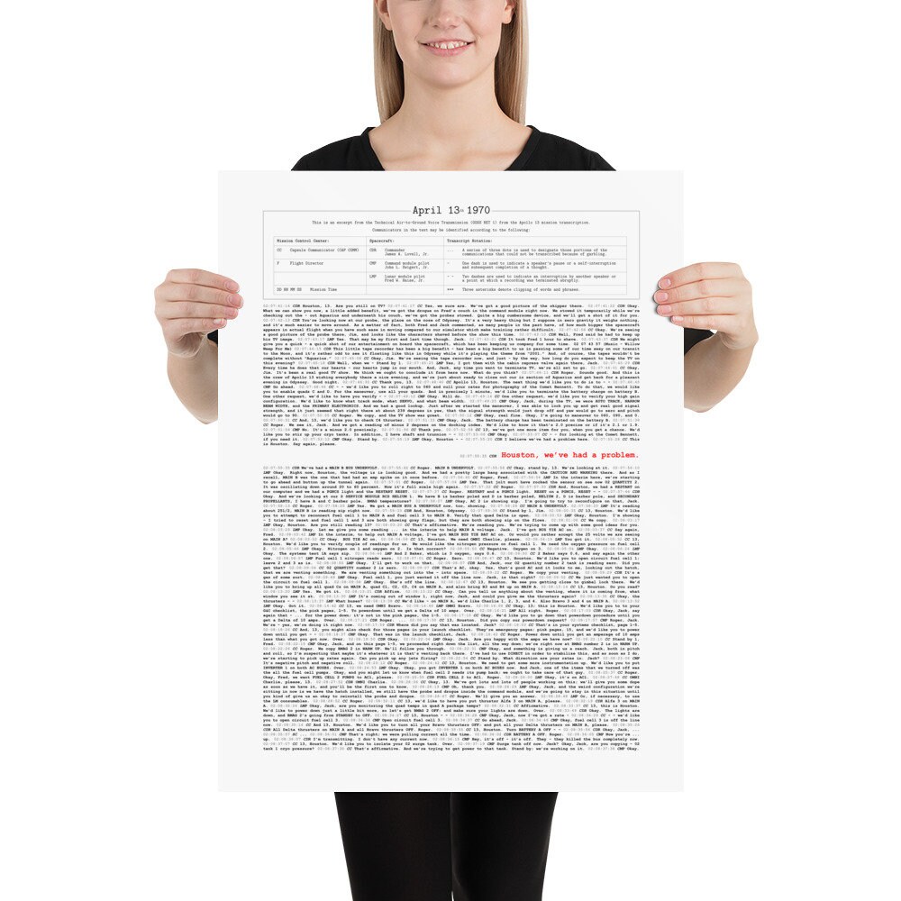 Apollo 13 Mission Transcript Poster, 