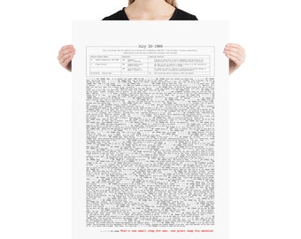 Apollo 11 Moon Landing Mission Transcript Poster, "One small step for man"