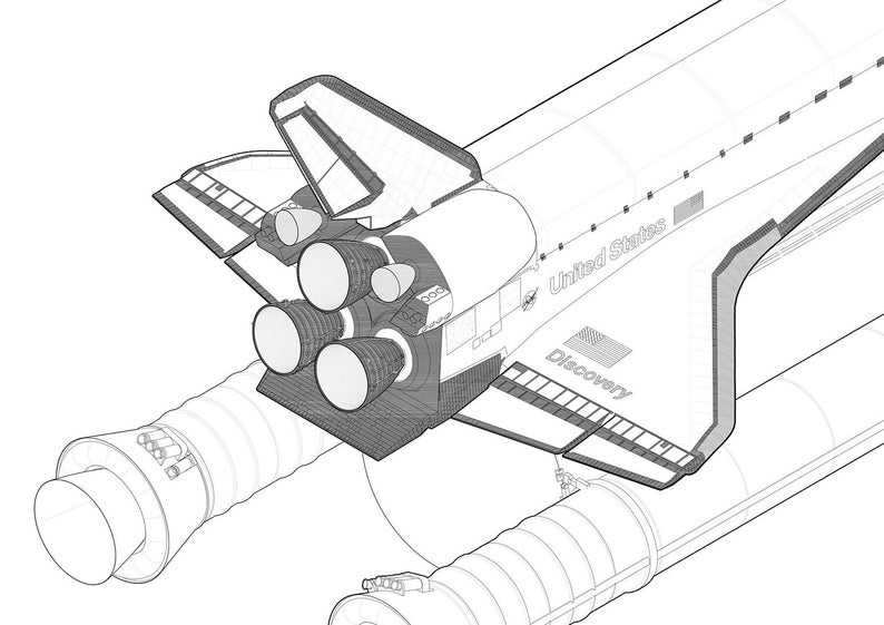 NASA Space Shuttle: Full Stack Isometric (technical Drawing) - Etsy