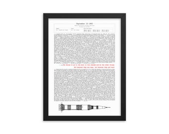 Framed JFK "We choose to go to the moon" Speech Transcript