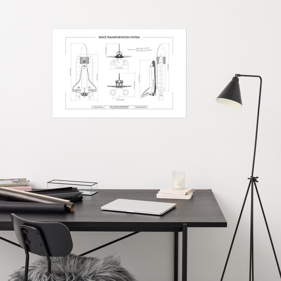 NASA Space Shuttle: Full Stack Poster technical Drawing | Etsy
