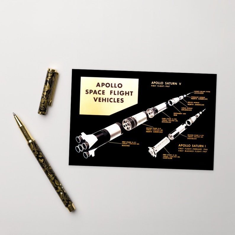 postcard Apollo Space Flight Vehicles NASA Apollo Missions Artist Impression