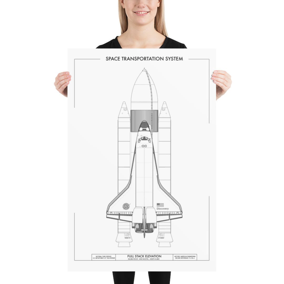 Transbordador espacial de la NASA pila completa dibujo técnico Etsy