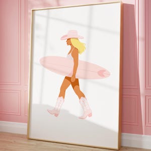 Coastal Cowgirl Wall Art Surf Decor Gallery Wall Art, Pink Wall Art Prints Beachy Decor, Aesthetic Wall Art Dorm Apartment DIGITAL DOWNLOAD