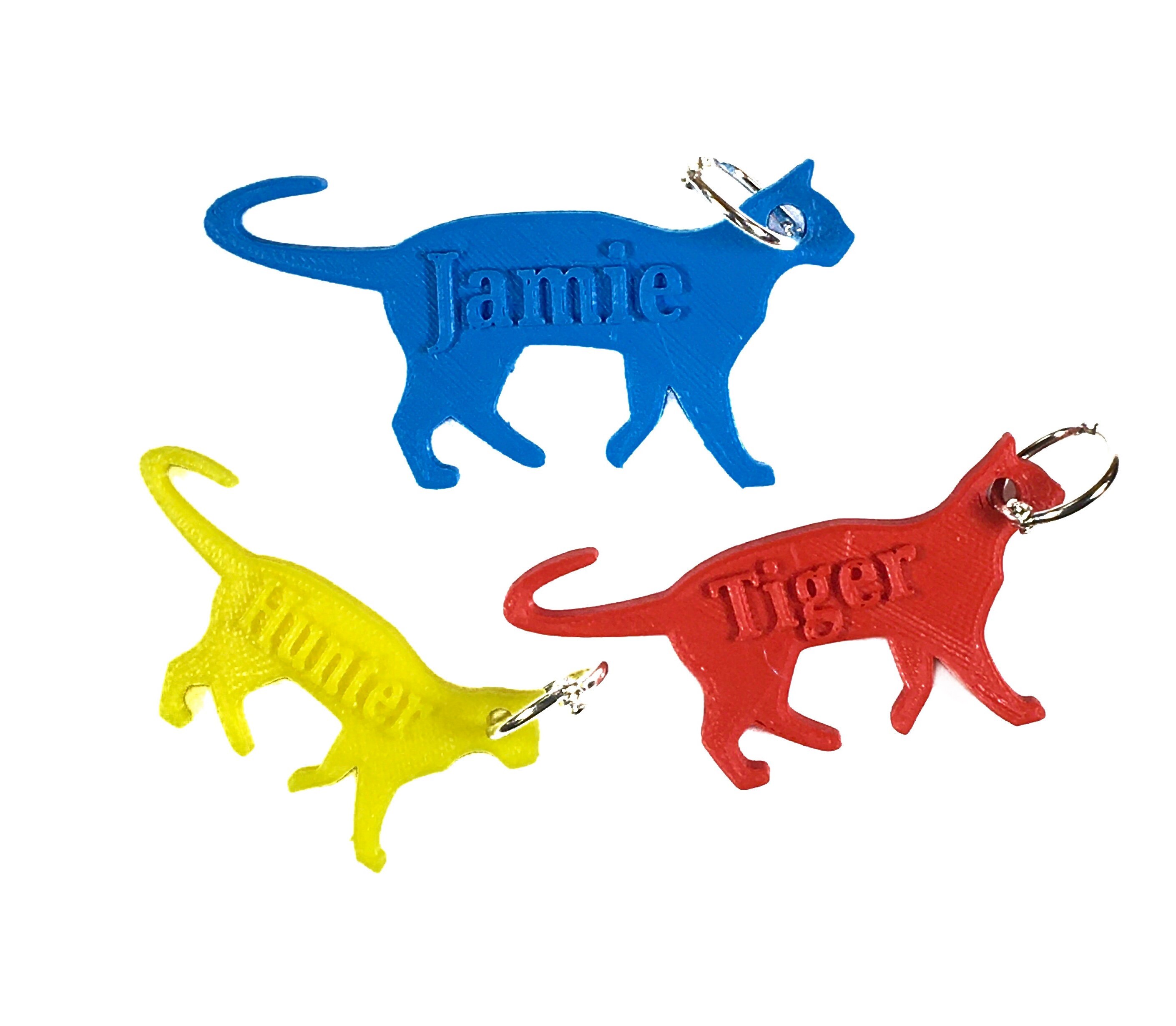 Personalized Cat Keychain Custom Cat Collar Keychain Cat Etsy