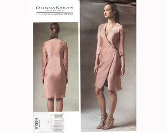 Vogue Designer Donna Karan Collection/ Vogue V1384/ Sewing Pattern/ American Designers/ Misses' Wrap Dress/ Talla 6-8-10-12-14