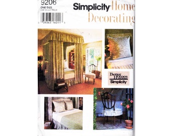 Vintage Simplicity #9206 Home decorating Sewing Pattern/ Bed Canopy/Comforter/Coverlet/Dust Ruffle/Chair Pad/ Pillows