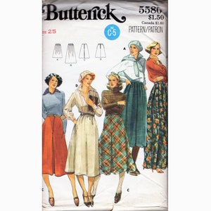 Vintage Butterick # 5580 Womens Skirts Sewing Patterns / Size 25