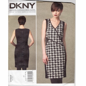 Vogue  Sewing Pattern American Designer DKNY#V1407/ Donna Karan/ Slim Wrapped Style Dress/Misses Womens/ Size/ Size -6-8-10-12-14