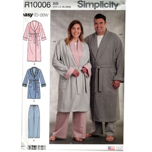 Simplicity Sewing Pattern # R10006 Women's & Men's Robe Two lengths and Pull On Pants/ Loungewear/ Sleepwear/ Unisex/ Sizes XL-XXXL