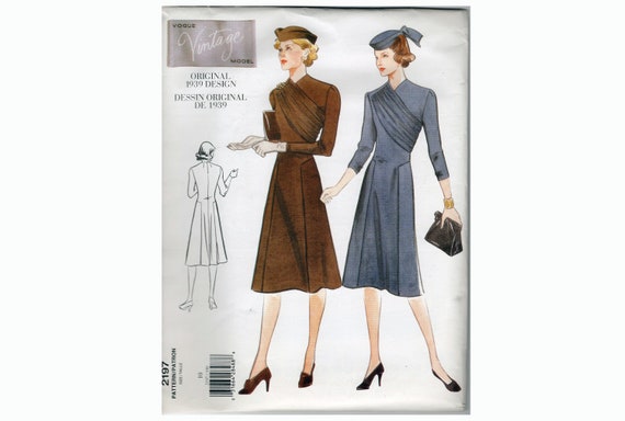 Vintage Vogue 1930s Style Womens Dress Sewing Pattern/original Vogue Design  From 1939 / #2197 / Size 10 - Etsy