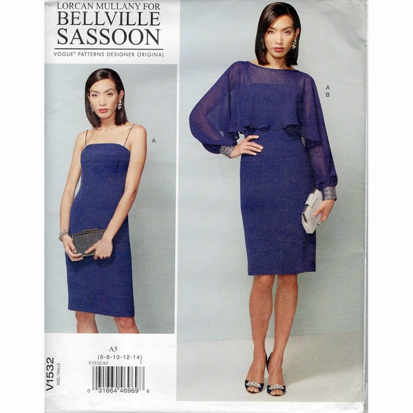 Vogue Designer Original Bellville Sassoon Sewing Pattern # V1532/ Womens Dress & Cover-up/ Size 6-8-10-12-14/ Dressy