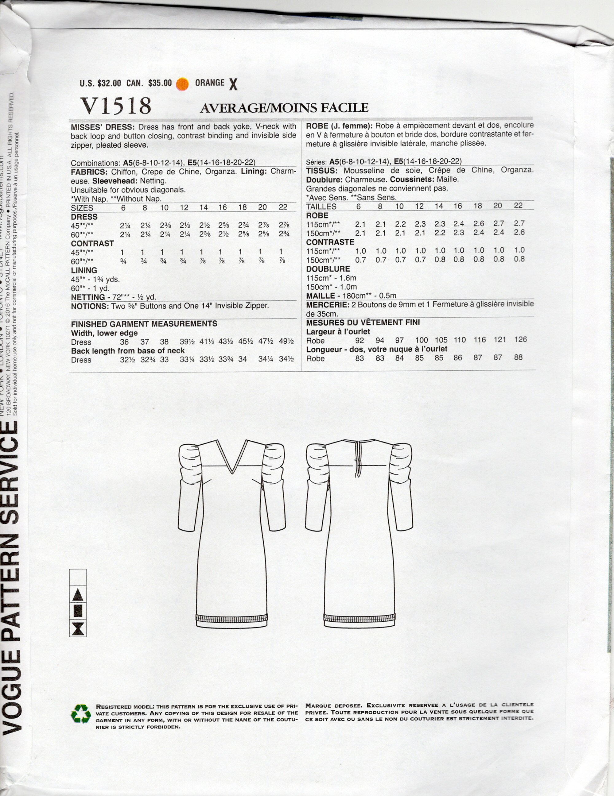 Zandra Rhodes Patterns Vogue Designer Original Zandra Rhodes #V1518 Sewing Pattern/boho Mini ...