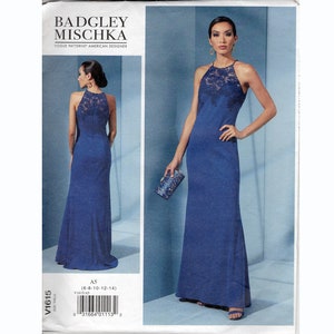 Vogue Diseñadora Americana Badgley Mischka Echa de Menos #V1615 Patrón de Costura / Vestido de Noche / Talla 6-8-10-12-14