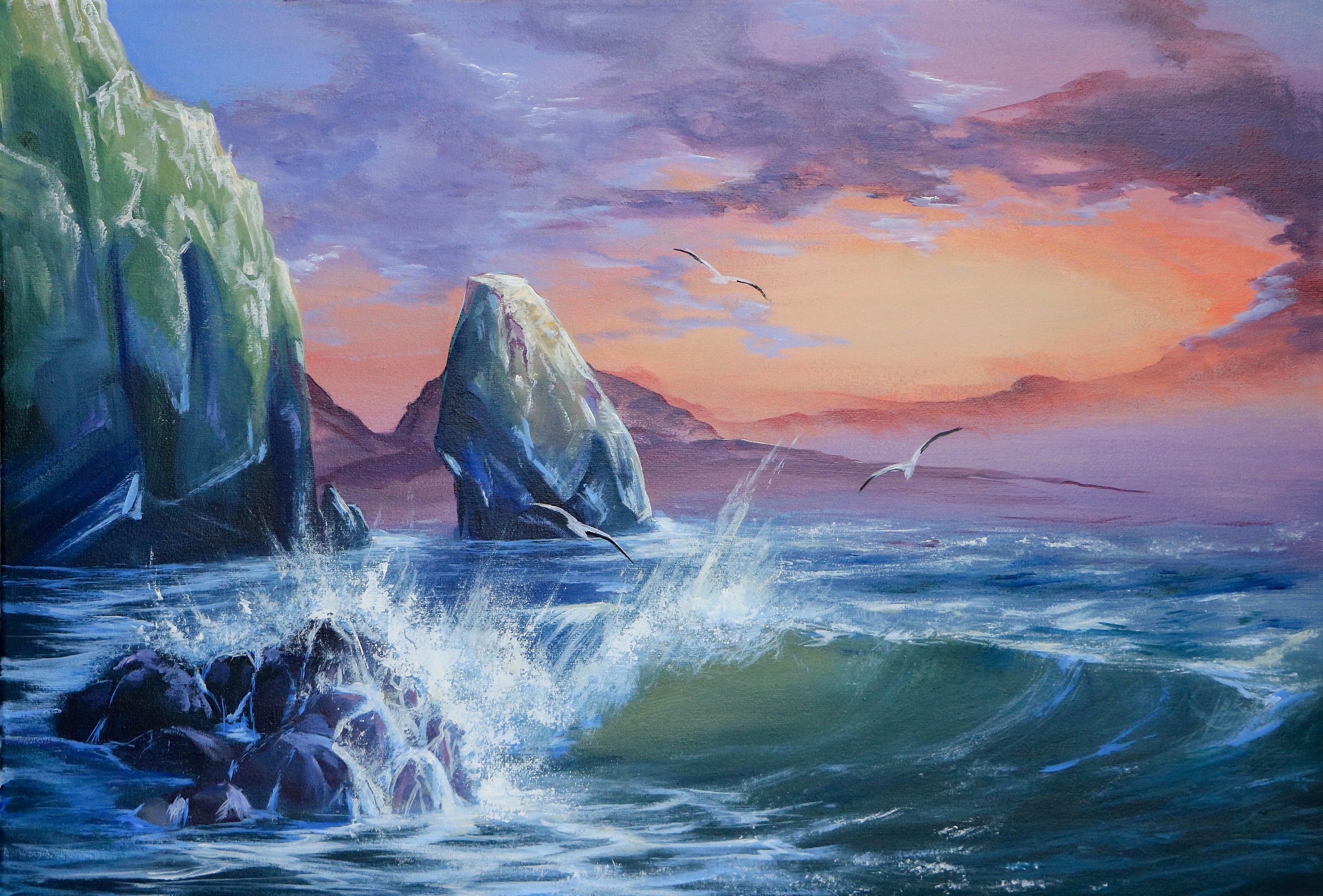 Custom large artwork Ocean art painting Original acrylic Etsy