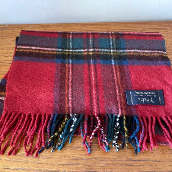 Vintage wool scarf.  Red, green, yellow and white… - image 7