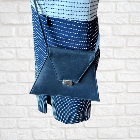 Mod Style Vintage Shoulder Bag Navy Blue Triangle Shaped Bag With Adjustable Strap Retro Crossbody Bag Dark Blue Clutch Bag Etsy