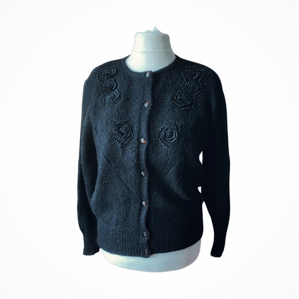 Embellished Black Cardigan Etsy