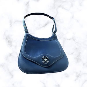 60s Navy Blue Handbag |  Adjustable Shoulder Bag |Vintage Mod Style Bag by St. Michael|Retro Fashion Accessory | Great Gift Idea