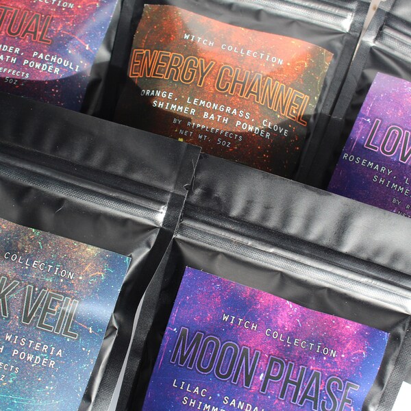 Witch Shimmer Bath Powder 4oz - Witchy Bath Bomb Dust with Dried Flowers, Essential Oils, & Bubble Bath