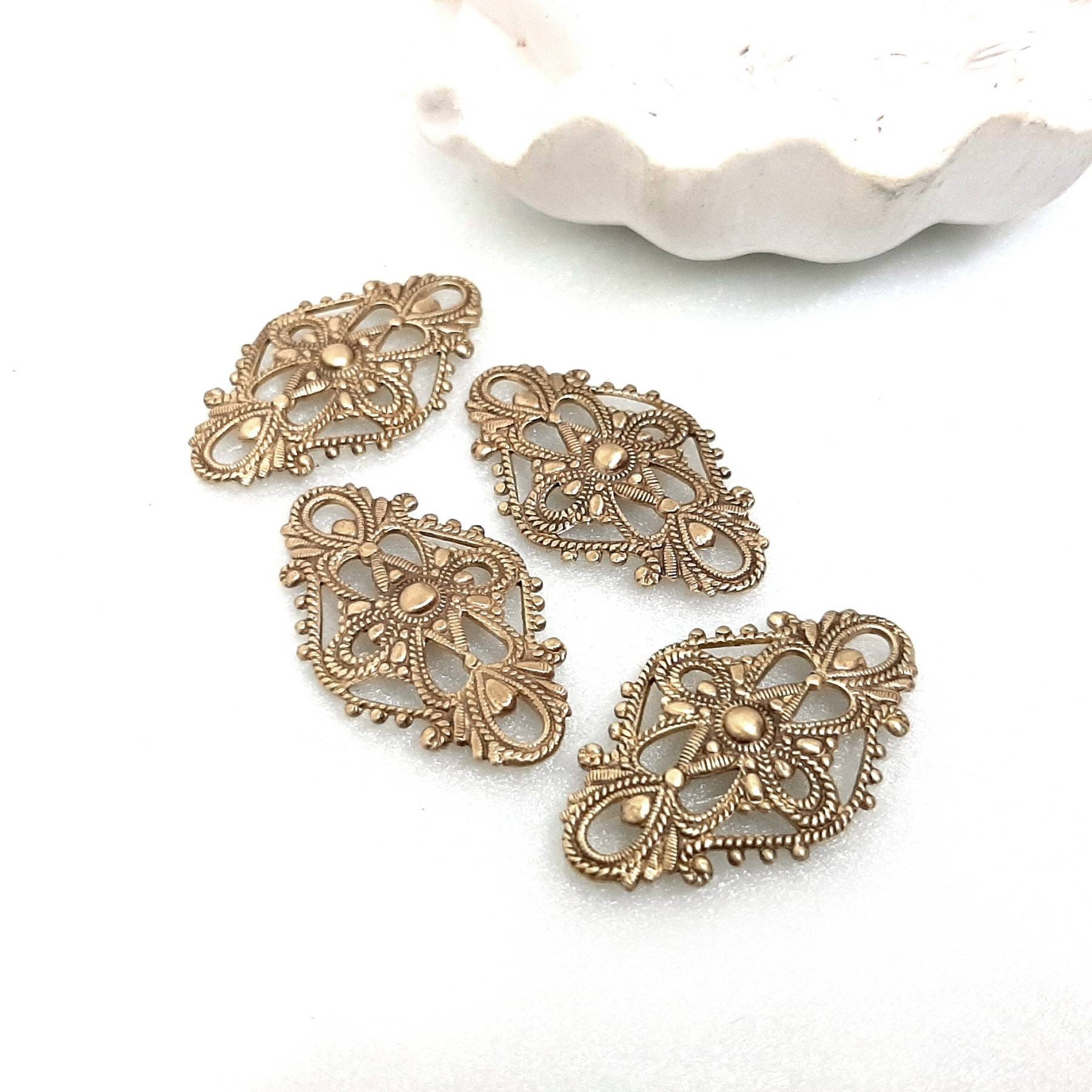 Filigree Brass Stamping Jewelry Making Connector Raw Brass - Etsy